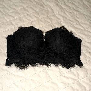 PINK Lightly Lined Black Lace Corset-Like Bra